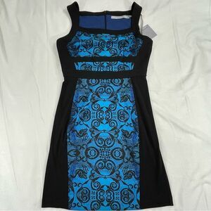 NWT Marc New York- Andrew Marc - Size 6 Blue & Black Cocktail Dress - Sleeveless